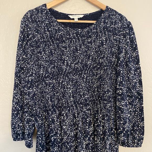 Garnet Hill Smocked Bodice Knit Midi Dress Womens Size XL Organic Cotton Blend - Picture 4 of 8